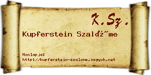 Kupferstein Szalóme névjegykártya